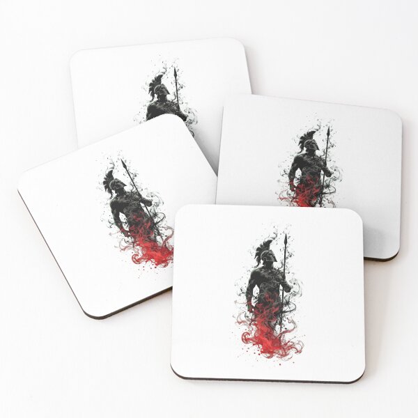 Item preview, Epic Spartan Warrior Dark Smoke and Red Fire Art Print designed and sold by  One City Two Children Studio.