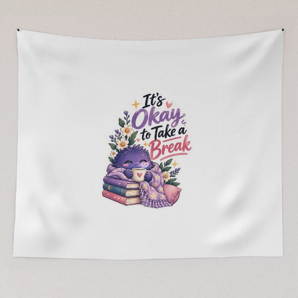 Item preview, It’s Okay to Take a Break – Cute Cozy Self Care Sticker designed and sold by Nunaprettyshop.