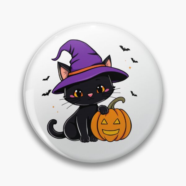Item preview, Cute Black Cat Witch Hat & Pumpkin Halloween designed and sold by EG Creativity Art.