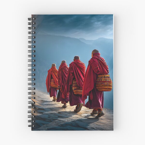 Item preview, Monks Walking in Serene Mountain Landscape designed and sold by Artessie.