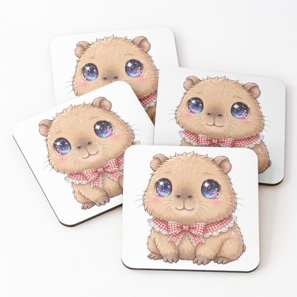 Item preview, Capybara with red checkered bow designed and sold by priyankajustine.
