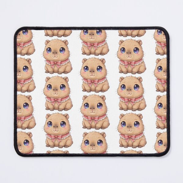 Item preview, Capybara with red checkered bow designed and sold by priyankajustine.
