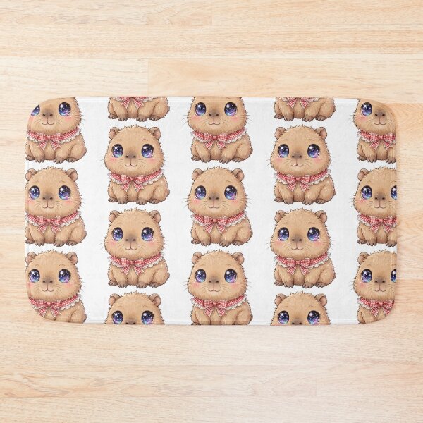Item preview, Capybara with red checkered bow designed and sold by priyankajustine.