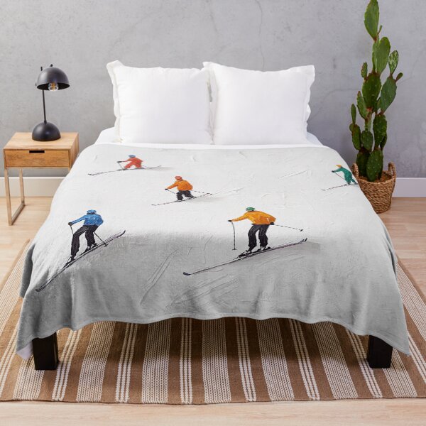 Item preview, Colorful Skiers Snowy Slope Minimalist Painting designed and sold by NatureSight.