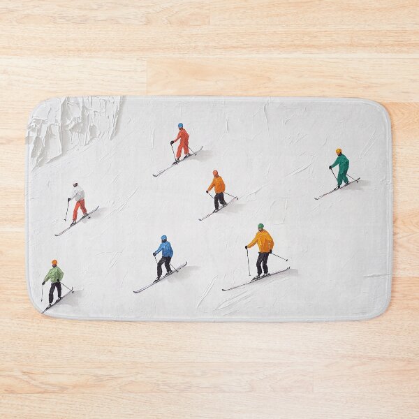 Item preview, Colorful Skiers Snowy Slope Minimalist Painting designed and sold by NatureSight.
