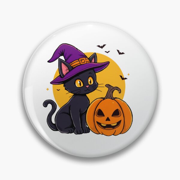 Item preview, Black Cat Witch Hat Pumpkin Golden Moon Art designed and sold by EG Creativity Art.