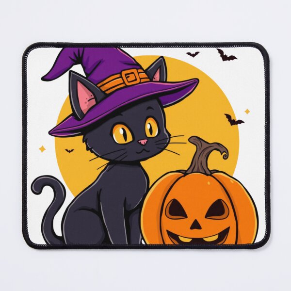 Item preview, Black Cat Witch Hat Pumpkin Golden Moon Art designed and sold by EG Creativity Art.