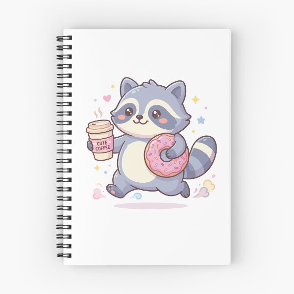 Item preview, Kawaii Raccoon Stealing Coffee and Donut Cute Design designed and sold by Arc2020.