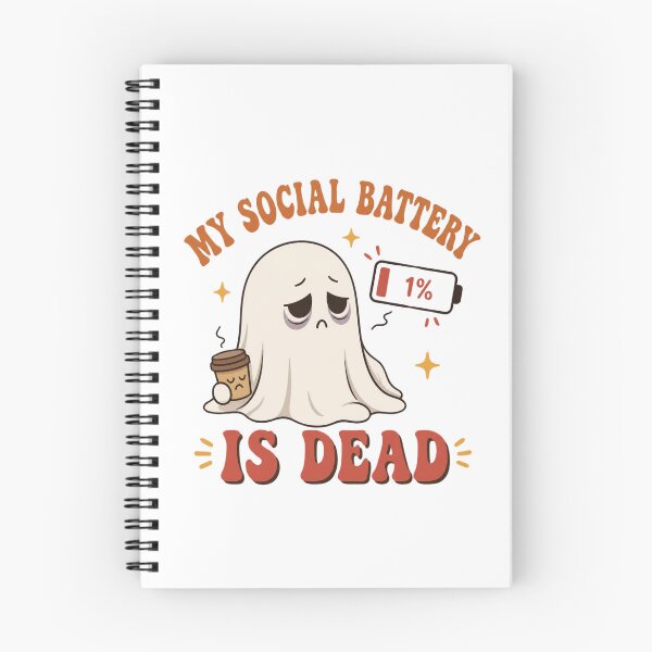 Item preview, My Social Battery Is Dead Funny Introvert Ghost Halloween Art designed and sold by Créative touche .