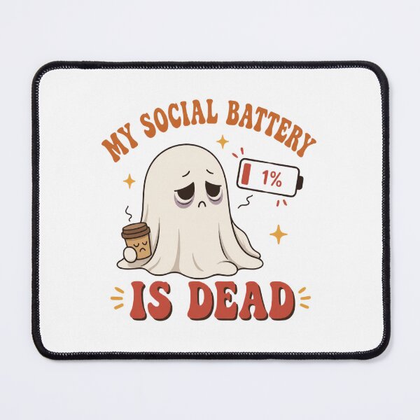 Item preview, My Social Battery Is Dead Funny Introvert Ghost Halloween Art designed and sold by Créative touche .