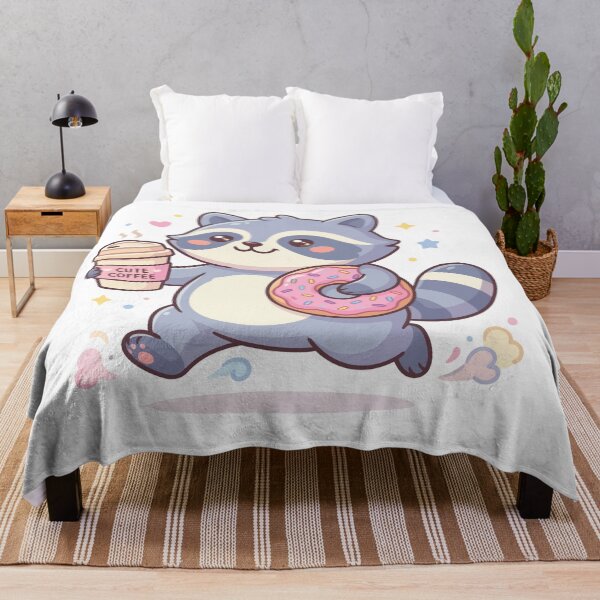 Item preview, Kawaii Raccoon Stealing Coffee and Donut Cute Design designed and sold by Arc2020.