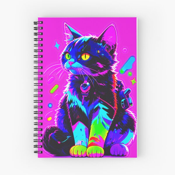 Item preview, Vaporwave Neon Splatter Cat - Glowing Cyberpunk Feline Aesthetic designed and sold by A E S T H E T A T A G.