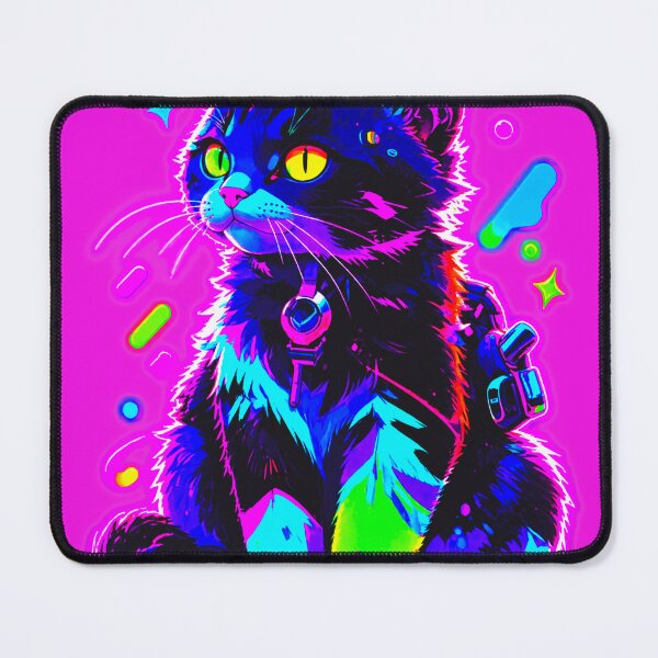 Item preview, Vaporwave Neon Splatter Cat - Glowing Cyberpunk Feline Aesthetic designed and sold by A E S T H E T A T A G.