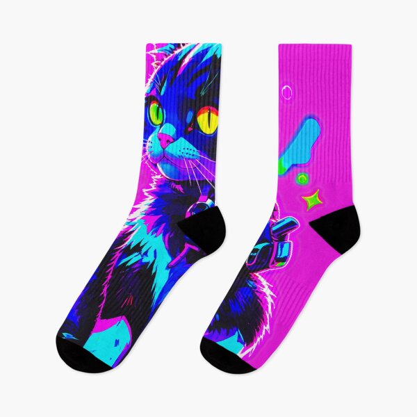 Item preview, Vaporwave Neon Splatter Cat - Glowing Cyberpunk Feline Aesthetic designed and sold by A E S T H E T A T A G.