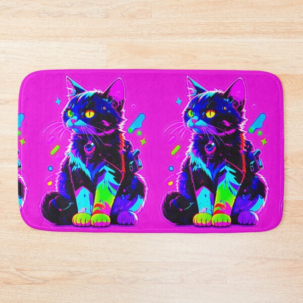 Item preview, Vaporwave Neon Splatter Cat - Glowing Cyberpunk Feline Aesthetic designed and sold by A E S T H E T A T A G.