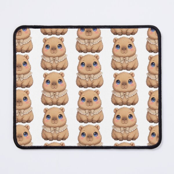 Item preview, Capybara with beige / brown checkered bow designed and sold by priyankajustine.