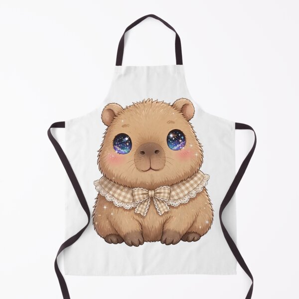 Item preview, Capybara with beige / brown checkered bow designed and sold by priyankajustine.