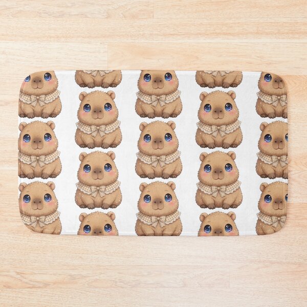 Item preview, Capybara with beige / brown checkered bow designed and sold by priyankajustine.