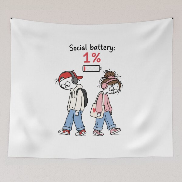 Item preview, Social Battery 1% – Funny Introvert Couple designed and sold by SimonasPeace.