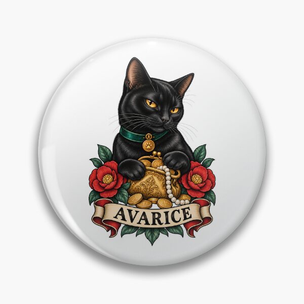 Item preview, Greed Avarice Seven Deadly Sins Black Cat designed and sold by Old's Cool Cat Studio.