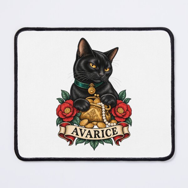 Item preview, Greed Avarice Seven Deadly Sins Black Cat designed and sold by Old's Cool Cat Studio.