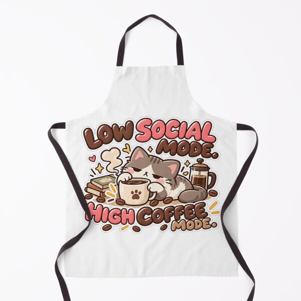Item preview, Low Social Mode High Coffee Mode - Cute Introvert Coffee Cat designed and sold by Phalong.