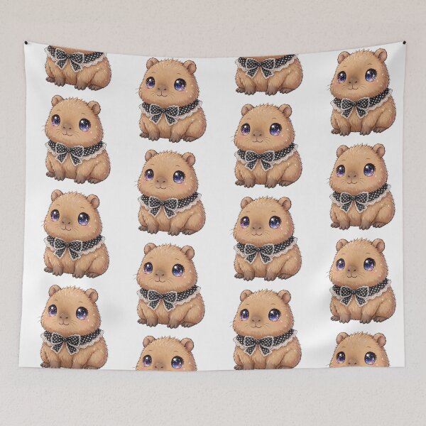Item preview, Capybara with black polka dot bow designed and sold by priyankajustine.