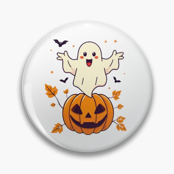 Item preview, Happy Ghost Rising From Pumpkin Fall Leaves Art designed and sold by EG Creativity Art.