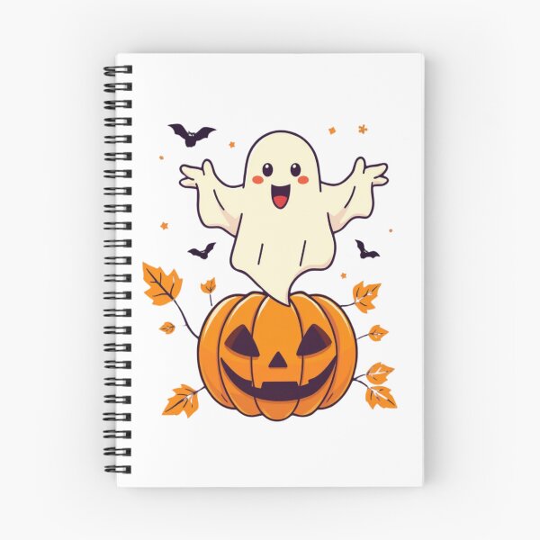 Item preview, Happy Ghost Rising From Pumpkin Fall Leaves Art designed and sold by EG Creativity Art.