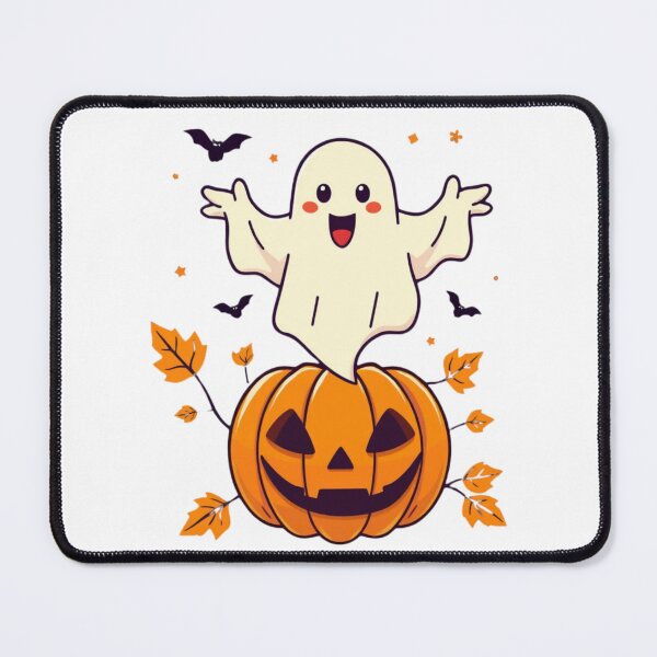 Item preview, Happy Ghost Rising From Pumpkin Fall Leaves Art designed and sold by EG Creativity Art.