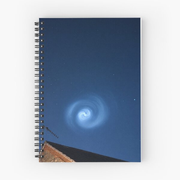 Item preview, Celestial Swirl, The SpaceX Rocket Spiral Phenomenon over the Rooftops designed and sold by Astute-Artio-Photography.