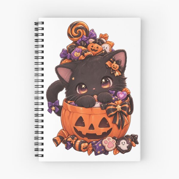 Item preview, Cute Black Cat Halloween Pumpkin Candy Kawaii  designed and sold by Kiralemon.