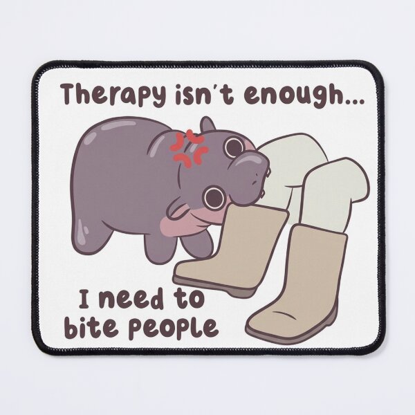Item preview, Therapy Isn't Enough I Need To Bite People Moo Deng Hippo designed and sold by JossDesign15.