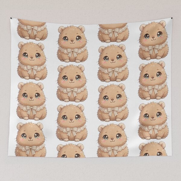 Item preview, Cute Capybara with beige lace bow designed and sold by priyankajustine.
