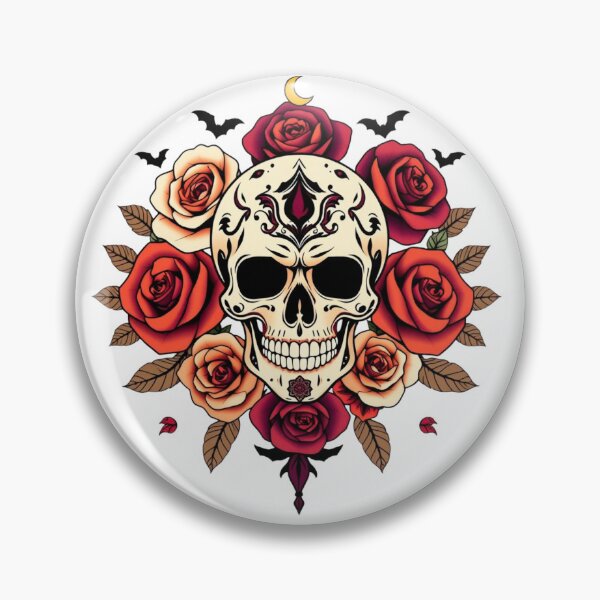 Item preview, Ornate Sugar Skull & Rose Wreath Halloween Art designed and sold by EG Creativity Art.