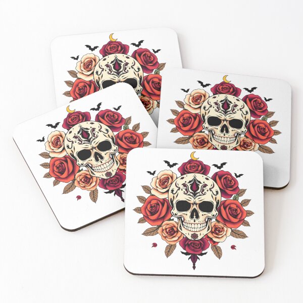 Item preview, Ornate Sugar Skull & Rose Wreath Halloween Art designed and sold by EG Creativity Art.