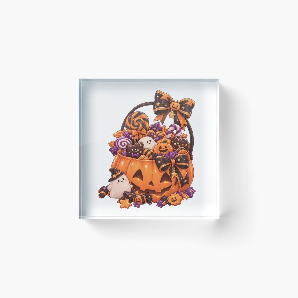 Item preview, Cute Halloween Candy Pumpkin Basket Ghost Kawaii designed and sold by Kiralemon.