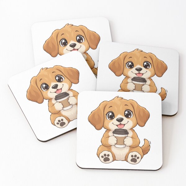 Item preview, Cute Kawaii Dog With Coffee designed and sold by Eternalski.