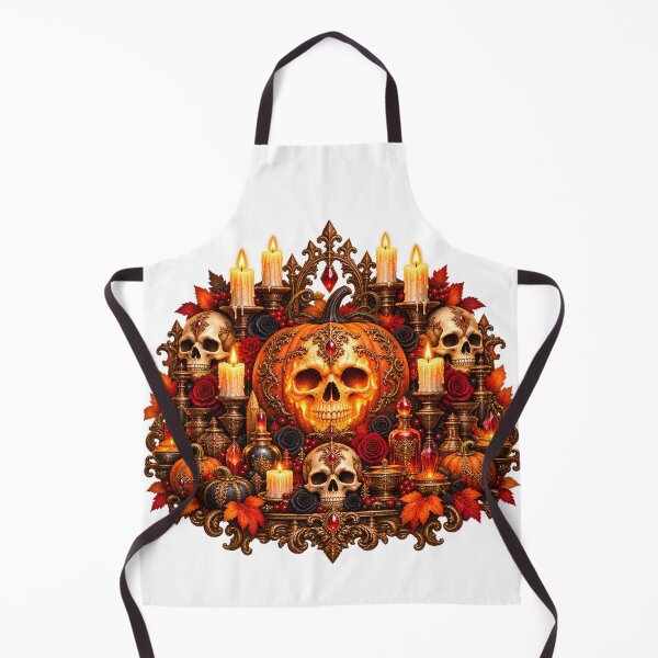Item preview, Gilded Pumpkin Skull Altar – Gothic Halloween Emblem designed and sold by Clothes With Smiling Animals Walt Gral.