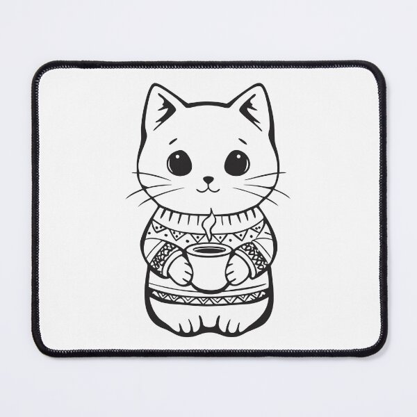 Item preview, Cat in Christmas Sweater with Coffee Funny Gift 1 designed and sold by OneLine Studio.