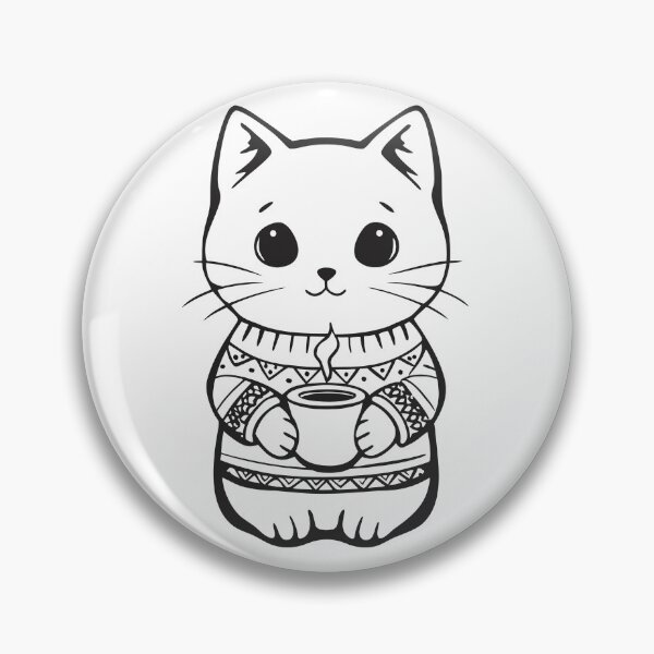 Item preview, Cat in Christmas Sweater with Coffee Funny Gift 1 designed and sold by OneLine Studio.