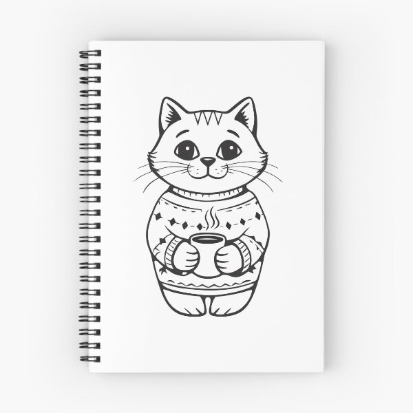 Item preview, Cat in Christmas Sweater with Coffee Funny Gift 2 designed and sold by OneLine Studio.