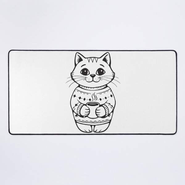 Item preview, Cat in Christmas Sweater with Coffee Funny Gift 2 designed and sold by OneLine Studio.