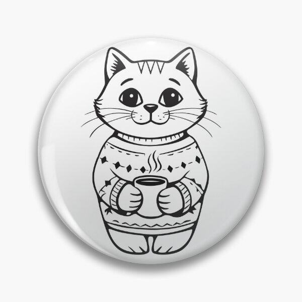 Item preview, Cat in Christmas Sweater with Coffee Funny Gift 2 designed and sold by OneLine Studio.