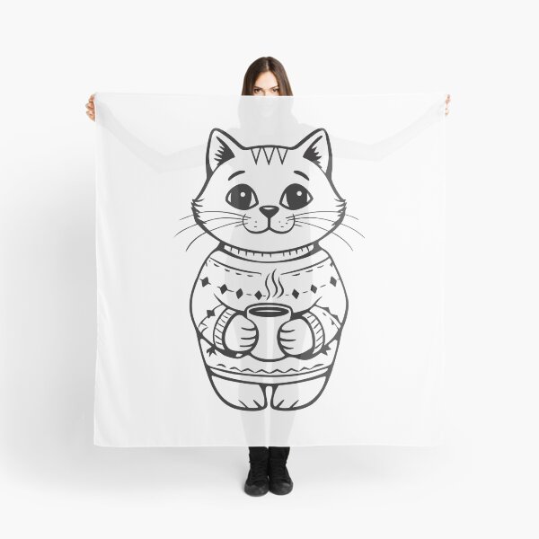 Item preview, Cat in Christmas Sweater with Coffee Funny Gift 2 designed and sold by OneLine Studio.