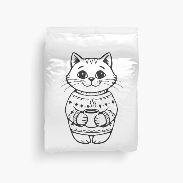 Item preview, Cat in Christmas Sweater with Coffee Funny Gift 2 designed and sold by OneLine Studio.