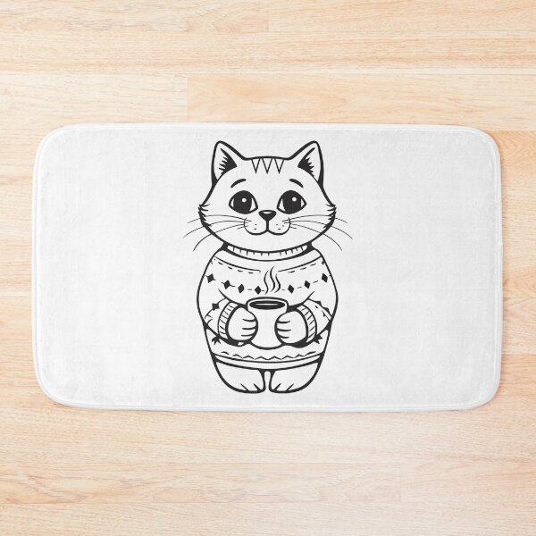 Item preview, Cat in Christmas Sweater with Coffee Funny Gift 2 designed and sold by OneLine Studio.