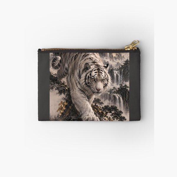 Item preview, White Tiger with Full Moon and Snowy Mountains designed and sold by ManJiangHong.