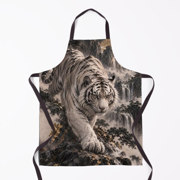Item preview, White Tiger with Full Moon and Snowy Mountains designed and sold by ManJiangHong.