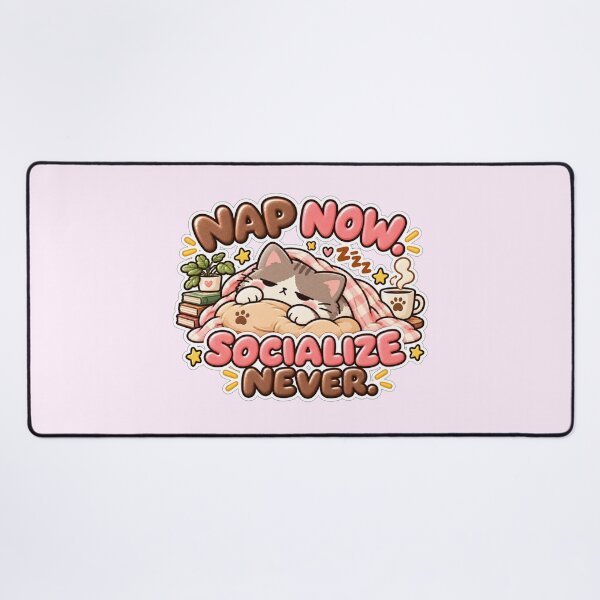 Item preview, Nap Now Socialize Never – Cute Sleepy Cat Introvert Design designed and sold by Phalong.